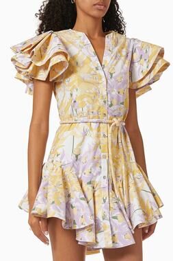 No Pise La Grama Dress Mini Yellow Floral Print Arbolada La Vacanza Size 10